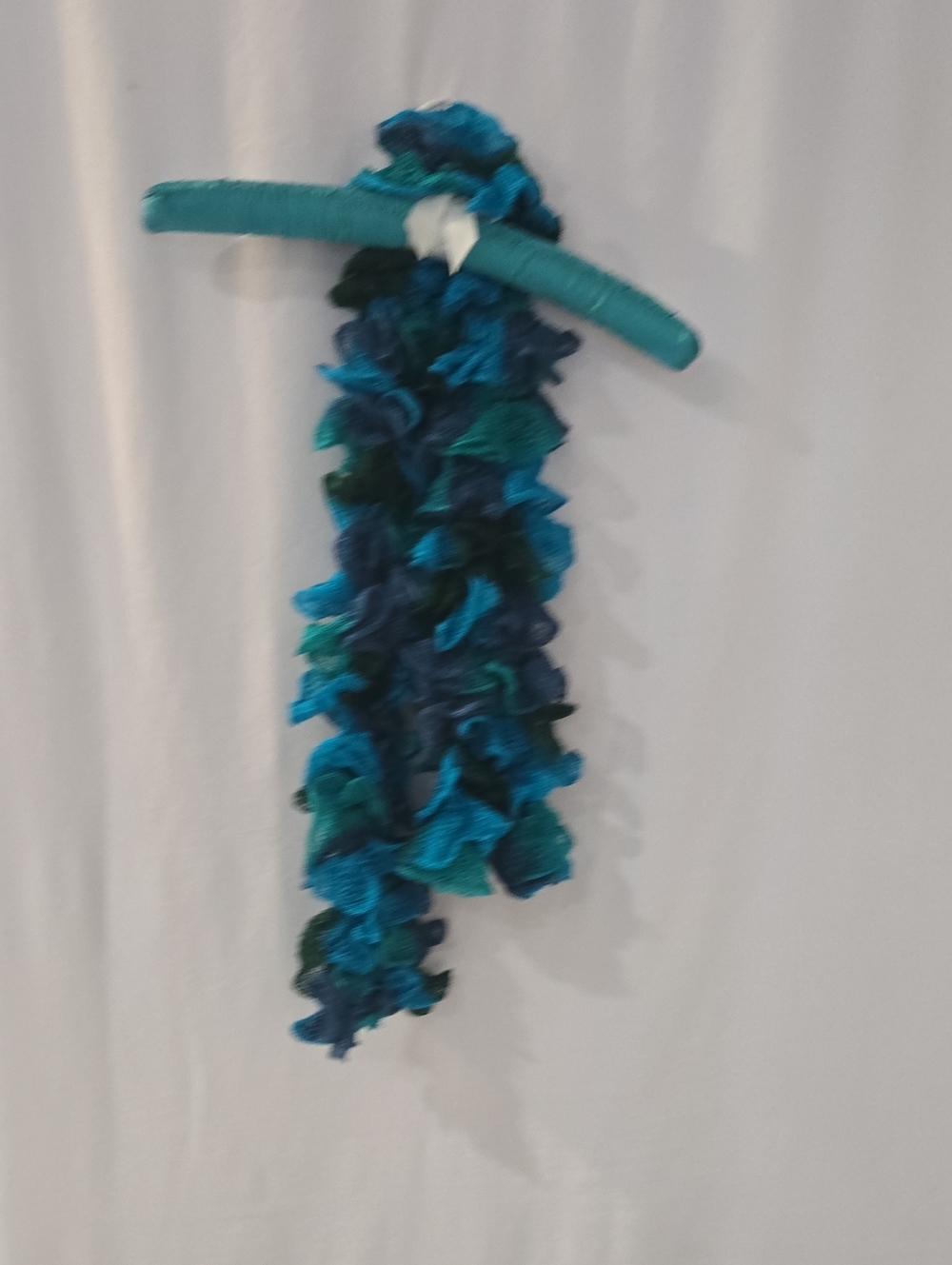 Handmade Blue Teal Ruffled Scarf - Home Accents